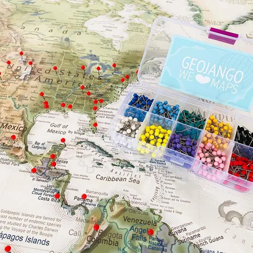 Miniatura 8 de Tablero de alfileres personalizado con mapa del mundo, lienzo estirado grande, póster enrollado o mapa enmarcado, mapa del mundo con alfileres