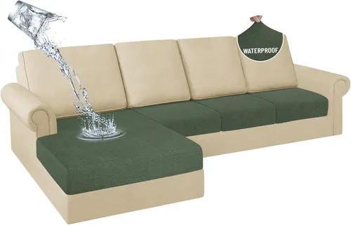 Miniatura 43 de HDCAXKJ Fundas de Cojines para Sofá Seccional 100% Impermeables, 3 Piezas, Forma de L, Funda Seccional Elástica para Chaise, Juego de Fundas