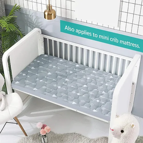 Miniatura 4 de Juego de sábanas protectoras de colchón ajustables impermeables Pack and Play, compatible con Graco Pack n Play & Dream On Me & Pamo Babe, para Gris