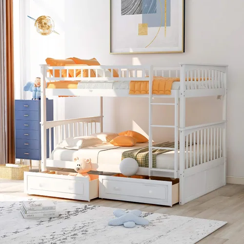 Miniatura 19 de Literas para niños con escalera, literas de madera maciza con barandilla completa