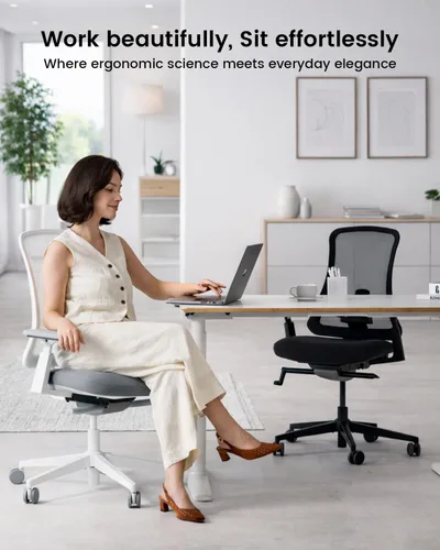 Miniatura 3 de ProtoArc Flexer Pro - Silla de oficina ergonómica de malla con soporte lumbar para mujer, asiento deslizante y reposabrazos 4D, bloqueo de Negro