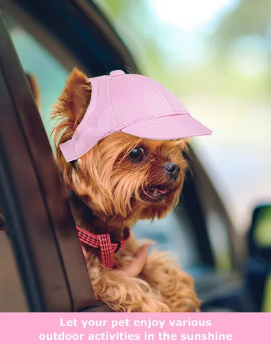 Miniatura 4 de Sombrero para perros pequeños y medianos, sombreros para perros hembras y machos, sombrero ajustable para perro, sombrero de sol para cachorros, Rosa