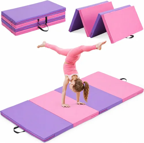 Miniatura 12 de Colchoneta de gimnasia, 3 x 6 pies, 4 x 8 pies, 2 pulgadas de grosor, plegable, para niños, para gimnasio en casa, ejercicio y juego 3x6FT-azul claro