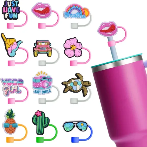 Miniatura 25 de 8 fundas reutilizables de silicona para popotes Stanley Cup de 30 y 40 onzas, accesorios de tapa de popote de 0.394 in y 0.4 pulgadas 36 Lindo