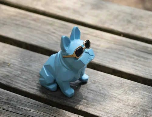 Miniatura 5 de Mini figura geométrica única de perro y bulldog con lentes de sol, azul, estatuas de animales, adorno de decoración de bar y jardín para el hogar