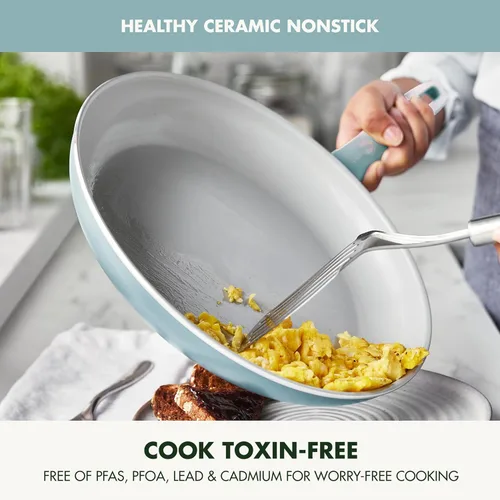 Miniatura 2 de GreenPan Dover - Sartén de 12 pulgadas con revestimiento antiadherente de cerámica libre de PFAS no tóxicos, para sellar, saltear, freír huevos