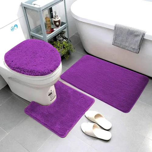 Miniatura 6 de Luxury Home Goods Juego de 3 alfombras de baño de microfibra súper suave, incluye alfombra de baño, alfombra de contorno y cubierta para tapa