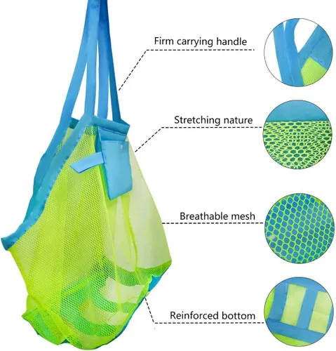 Miniatura 4 de Bolsa de malla para juguetes de playa, bolsas y bolsas de playa extra grandes, bolsa de almacenamiento de arena, juguetes para niños, organizador
