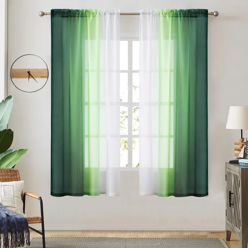 Miniatura 29 de Cortinas transparentes de lino sintético con degradado gris oscuro para dormitorio y sala de estar con bolsillo para barra, cortinas de gasa Gris