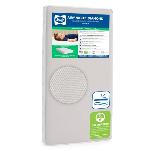 Sealy Baby Airy Night Diamond - Colchón transpirable para cuna, fabricado en Estados Unidos, certificado GREENGUARD Gold, superficie de malla de
