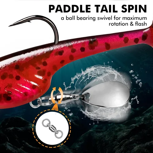 Miniatura 2 de TRUSCEND Duramax Pre-Rigged Fishing Lures with BKK Jig Hooks, 10X Tear-Resistant TPE Soft Swimbaits for Bass Striper Trout Crappie Walleye Grouper
