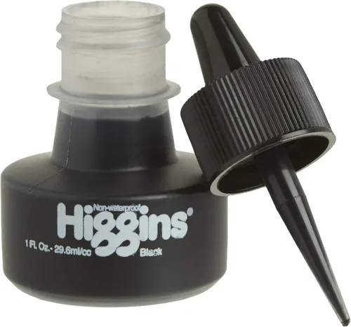Miniatura 4 de Higgins Tinta de dibujo pigmentada, negra, botella de 1 onza (44021)