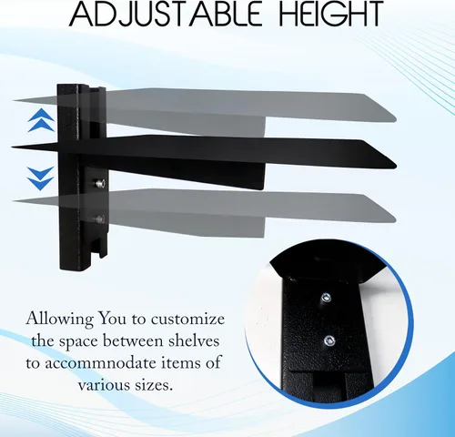 Miniatura 3 de FEBTECH Estante de pared flotante de metal, soporte resistente para proyectores, reproductores de DVD, consolas de juegos y accesorios de TV
