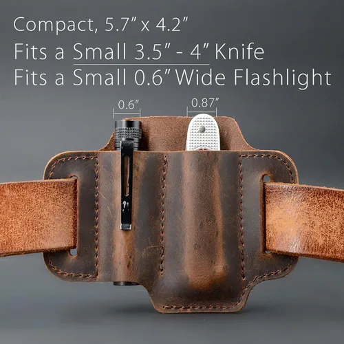 Miniatura 2 de Funda de cuero para cuchillo de cinturón EDC, bolsa organizadora de herramientas pequeñas, se ajusta a la mayoría de cuchillos Victorinox de 3.5