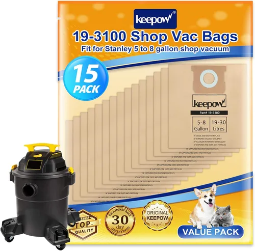 Miniatura 10 de Bolsas KEEPOW 19-3100 para aspiradora de 5-8 galones compatibles con Stanley, paquete de 4 bolsas de filtro desechables