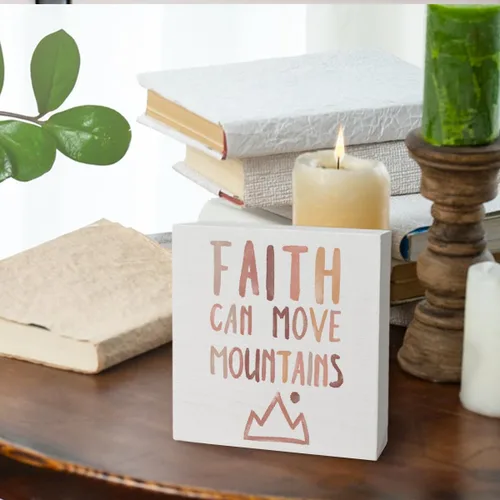 Miniatura 5 de Decoración bohemia neutra para bebé, niña, niño, guardería, decoración inspiradora con versículo bíblico, caja de madera, decoración de escritorio