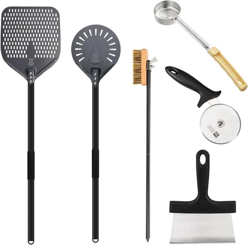 Miniatura 2 de Espátula de pizza de aluminio anodizado duro de 12 pulgadas, juego de 6 utensilios comerciales para horno de pizza, cáscara de pizza para hornos