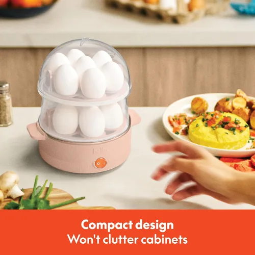 Miniatura 7 de BELLA - Cocedor eléctrico para huevos de 360 V, bandeja doble para 14 huevos y apagado automático, escalfados, revueltos, duros, a medio cocer