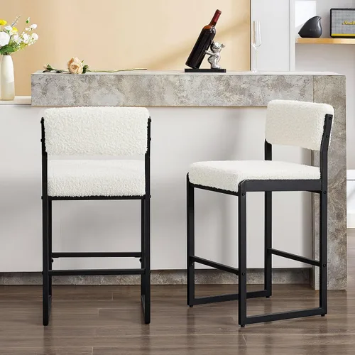 Miniatura 26 de SAECKBERG Taburetes de bar modernos de altura de mostrador, sillas de barra de 26 pulgadas de altura con respaldo, taburetes tapizados, taburetes