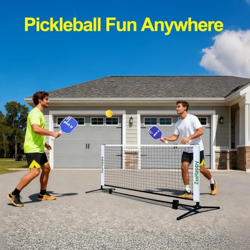Miniatura 7 de Mini red de pickleball blanca de 6 pies, red de práctica portátil de configuración rápida para interiores y exteriores, tomas de inmersión