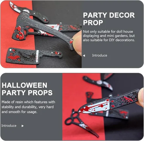 Miniatura 8 de 6 piezas de cuchillos de Halloween encantos cortador de terror tijeras forma colgante DIY fabricación de joyas artesanía casa de muñecas pequeño