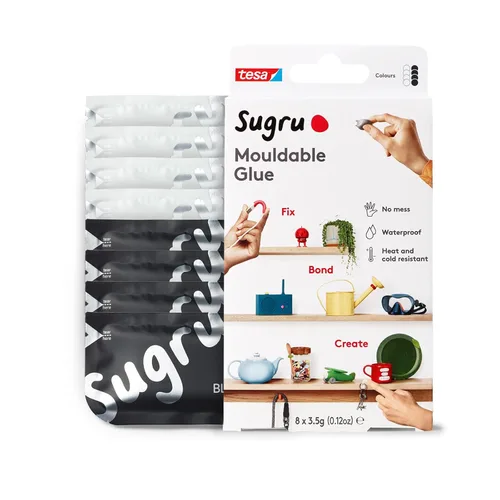 Miniatura 9 de Sugru - Pegamento multiusos moldeable para fijación y fabricación creativa, 8 unidades, negro, blanco, rojo, amarillo y azul, 8