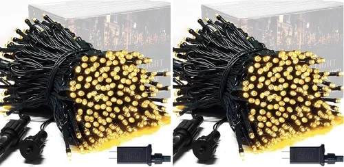 Miniatura 10 de JMEXSUSS 250 luces LED rojas, blancas y azules para decoraciones del 4 de julio, luces patrióticas conectables de 91.5 pies para exteriores