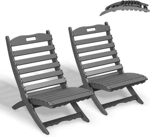 Miniatura 13 de GREENVINES Silla plegable Xavier Wave Sillas Adirondack portátiles Plástico HDPE Silla para fogata para todo tipo de clima Negro