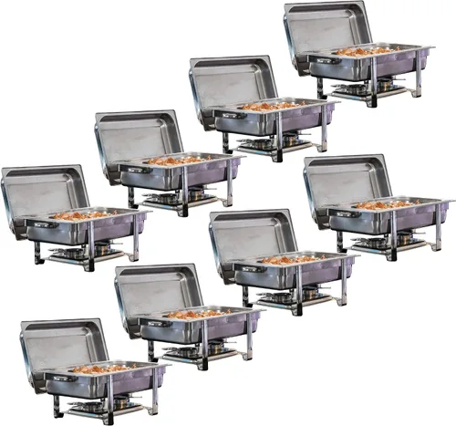 Miniatura 6 de TigerChef - Calentador de alimentos – Platos de acero inoxidable – Juego de bufé de platos de roce – Juegos de calentador de bufé y calentador