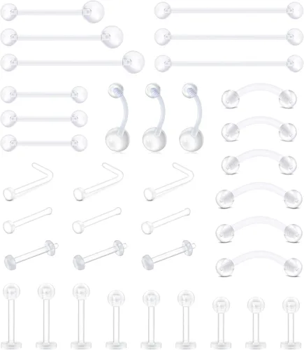 JFORYOU Anillo de nariz acrílico transparente de 0.71 a 0.78 onzas (0.63-0.71 oz), joyería para el cuerpo para hombres y mujeres