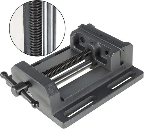Miniatura 2 de findmall Tornillo de prensa de taladro de perfil bajo resistente con base estacionaria para taladrar roscado y escariado