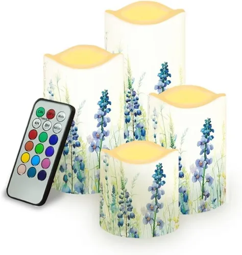 Miniatura 44 de Jeiento American Flag Flameless Candles 4 Pack 4th of July Home Decoration Flower American Flag LED Candles Battery Operated with Timer Remote