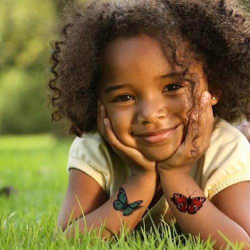 Miniatura 5 de 24 tatuajes temporales 3D de mariposa realistas monarca rojo, azul, amarillo, mariposas grandes para adultos, adolescentes, mujeres, niñas, niños