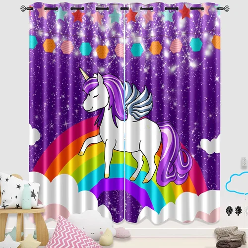 Miniatura 8 de Cortinas de Gato - Lindas Cortinas Opacas de Gato para Habitación de Niños Decoración Kawaii para Dormitorio de Niñas, 2 Paneles, 82 x 63 pulgadas