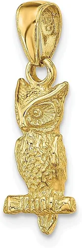 Miniatura 5 de Collar con colgante de búho 3D de oro amarillo de 14 quilates, joyería fina para mujer, regalos para ella