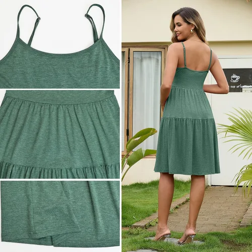 Miniatura 140 de GINKANA Vestido de maternidad sin mangas para mujer, con tirantes ajustables, vestido casual de verano para uso diario o baby shower