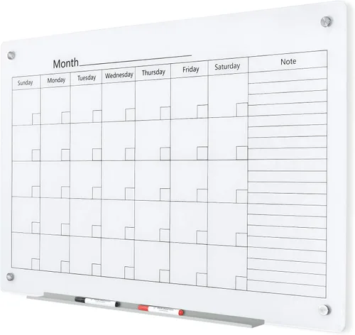 Miniatura 16 de J&J worldwide Pizarra blanca de vidrio magnético negro de 35 x 23 pulgadas, sin marco, de vidrio templado, borrado en seco, para montaje en pared