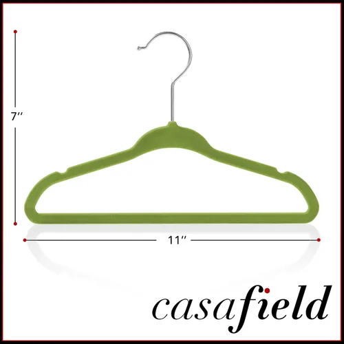Miniatura 5 de Casafield 50 perchas de terciopelo para bebé, tamaño de 11 pulgadas, para ropa de bebés y niños pequeños, color verde lima