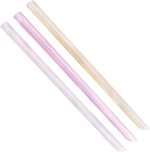 Karat C9050s - Pajitas Boba de 9 pulgadas (0.394 in de diámetro), sin envolver, corte diagonal, varios colores a rayas (caja de 1600)