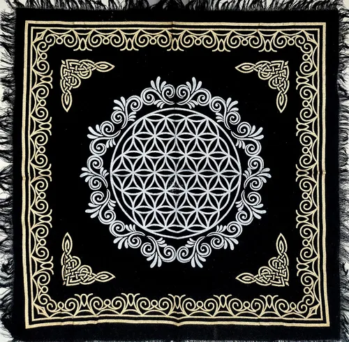 Miniatura 29 de CRAFT KALA Tela de altar planetas espirituales, estrellas rituales y galaxia, hermoso sistema solar, sistema solar, oro y plata, 24 x 24 pulgadas
