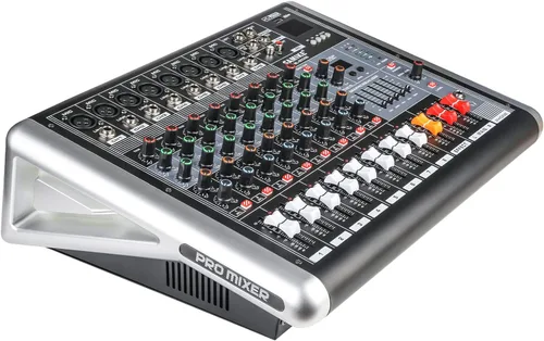 Miniatura 8 de Mezclador de DJ de 8 canales, mesa de DJ para sistemas de escenario PA con 99 tipos de efectos digitales DPS, efecto eco+retardo, entrada