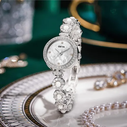 Miniatura 2 de Redhai Women Watches Analog Quartz Watch Mosaic with Diamonds Pearl Bracelet Dress Watch for Female Waterproof Wristwatch with Rhinestones Bracelet