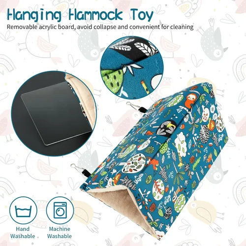 Miniatura 7 de Rypet Casa de nido de pájaros cálida para invierno, hamaca colgante de terciopelo, jaula de felpa mullida para pájaros escondidos, cama para dormir