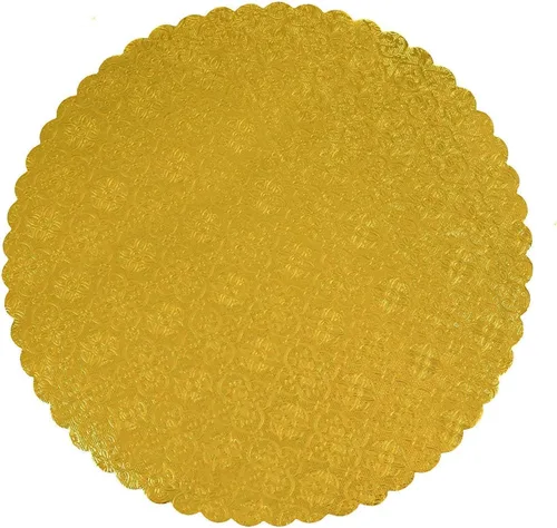 O'Creme Gold-Top - Tabla redonda festoneada para pasteles y repostería de 3/32 pulgadas de grosor, 14 pulgadas de diámetro, paquete de 10 Dorado