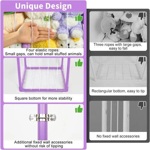 Miniatura 3 de Basumee Almacenamiento de animales de peluche, zoológico, para niños, con dos correas de arco iris, tubo de PVC, organizador de almacenamiento