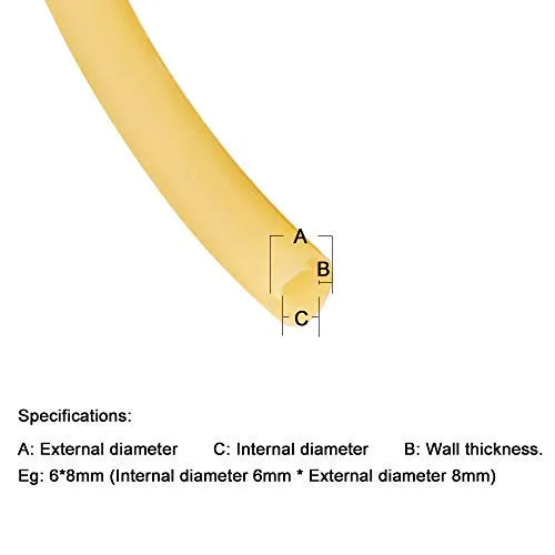 Miniatura 2 de Tubo de goma de látex natural, 6.6 ft 0.315x0.472 in (0.47" OD, 0.31" ID) manguera de goma flexible, piezas de repuesto de tubería 6.6 ft 8x12mm