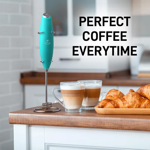 Miniatura 598 de Zulay Milk Boss Espumador de leche potente manual, hace espuma para latte, batidor para mezclar bebidas, café, miniespumador para capuchino, frappé