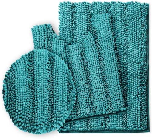Miniatura 26 de Clara Clark Tapetes para baño de felpilla, tapetes de baño de felpa ultra suaves, lavables a máquina, con parte trasera antideslizante, 44 x 26 Negro