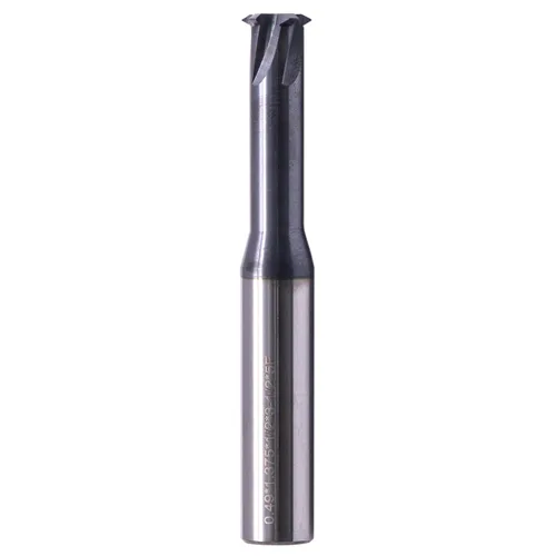 5/8" 11-32 TPI Fresa de extremo de carburo sólido de paso único - Recubierto AlTiN, 5 flautas, diámetro de corte de 0.490", diámetro del vástago de