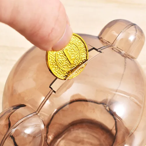Miniatura 4 de DreamsEden Bonita alcancía de oso, pequeña caja de monedas de plástico para dinero, 5.9 pulgadas de alto